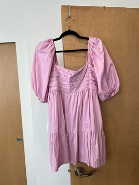 Abercrombie & Fitch Light Pink Puff-Sleeve Mini Dress